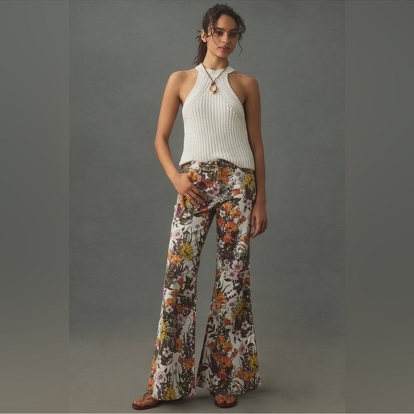 WRANGLER ANTHROPOLOGIE WANDERER FLORAL BOHO BOHEMIAN 70S FEMININE FLARE JEANS - Picture 5 of 16